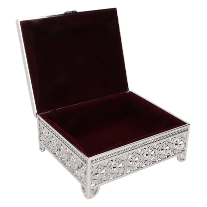 Decorative White Enamel Jewelry Box – Floral Design