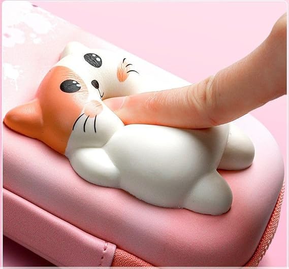 Pencil Pouch - 3D Squishy Cat (Pink)
