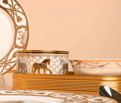 Royal Equestrian Dry Fruit Jar Set with Tray – Luxury Gold Gift Set