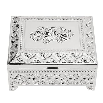 Decorative White Enamel Jewelry Box – Floral Design