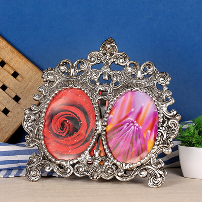 White Metal Double Photo Frame