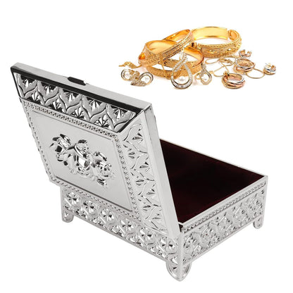 Decorative White Enamel Jewelry Box – Floral Design