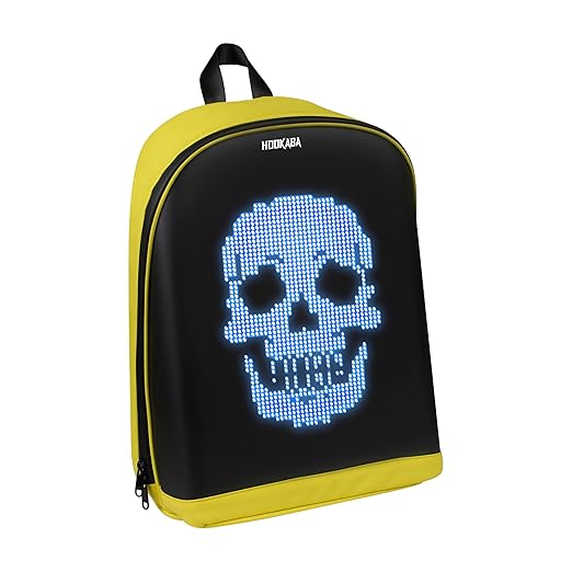Hookaba Urban Buzz LED Backpack (Yellow) | 17 L Smart Display Bag (With Power Bank)
