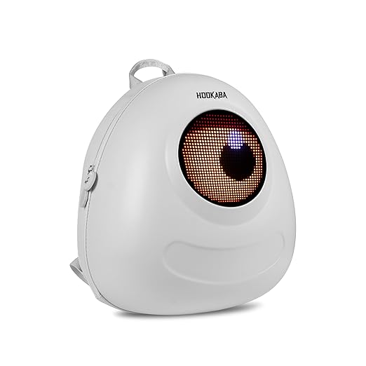Hookaba GlowBuddy LED Kids Backpack (White) | Kids Smart Bag with App-Controlled Light-Up Display (With Power Bank)