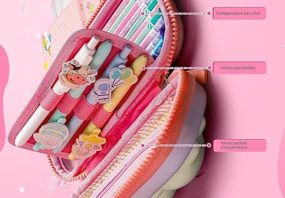 Pencil Pouch - 3D Squishy Rabbit (Pink)