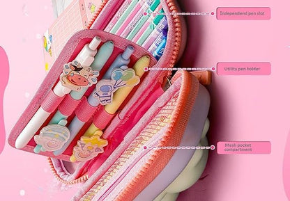 Pencil Pouch - 3D Squishy Rabbit (Pink)