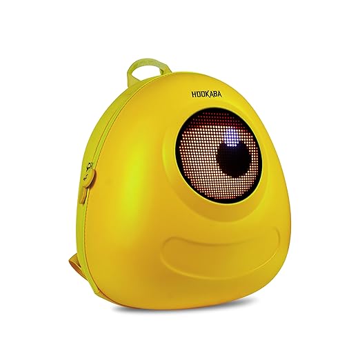 Hookaba GlowBuddy LED Kids Backpack (Yellow) | Kids Smart Bag with App-Controlled Light-Up Display (With Power Bank)