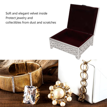 Decorative White Enamel Jewelry Box – Floral Design