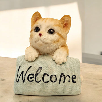 Cute Cat Welcome Figurine