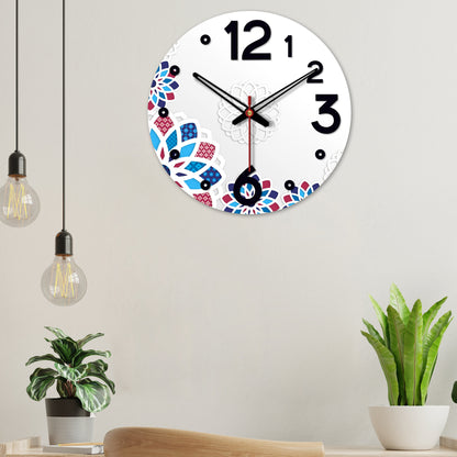 Colorful Floral Pattern Wooden Wall Clock