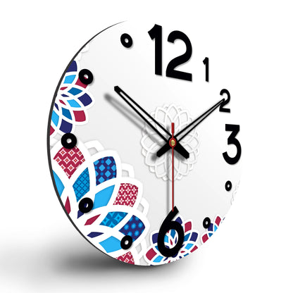 Colorful Floral Pattern Wooden Wall Clock