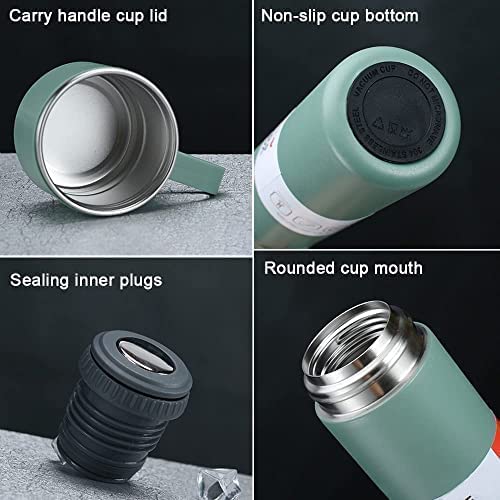 Double Wall Stainless Steel Vacuum Insulated Bottle with Two Cups - 500 ml