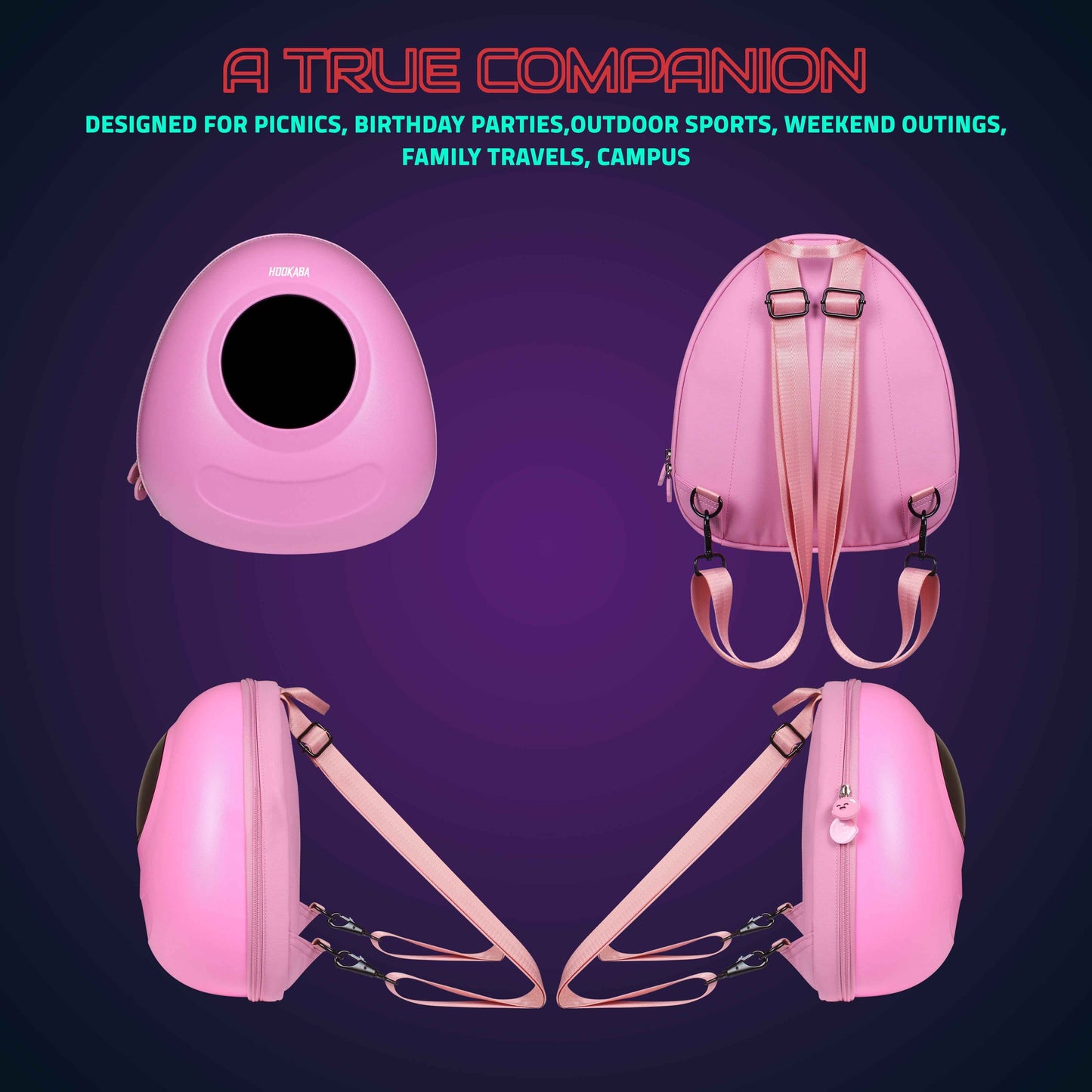 Hookaba GlowBuddy LED Kids Backpack (Pink) | Kids Smart Bag with App-Controlled Light-Up Display (With Power Bank)