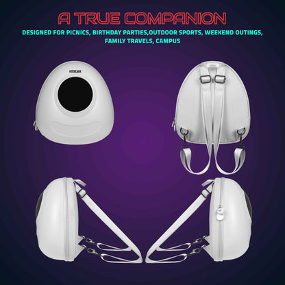 Hookaba GlowBuddy LED Kids Backpack (White) | Kids Smart Bag with App-Controlled Light-Up Display (With Power Bank)