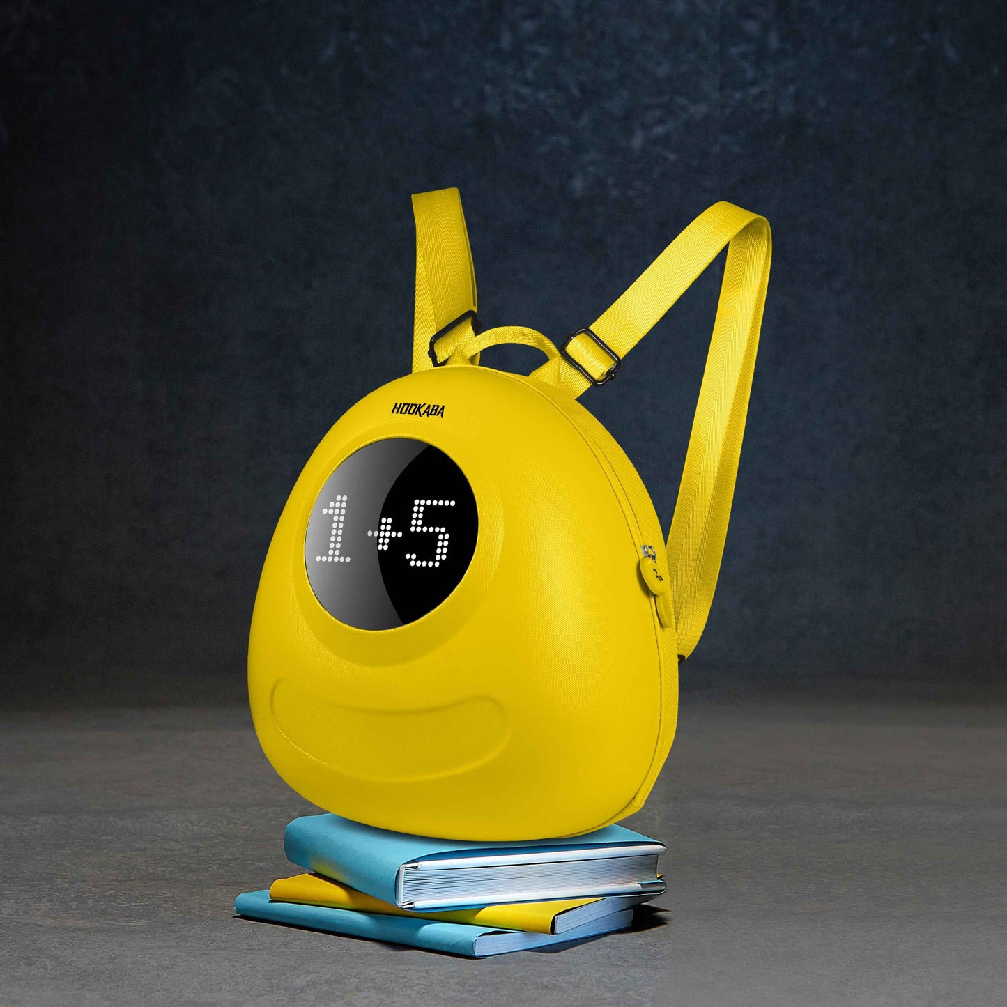 Hookaba GlowBuddy LED Kids Backpack (Yellow) | Kids Smart Bag with App-Controlled Light-Up Display (With Power Bank)