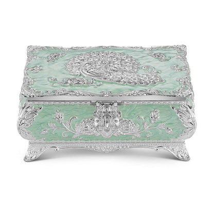 Peacock Enamel Jewelry Box (Large) - Sea Green