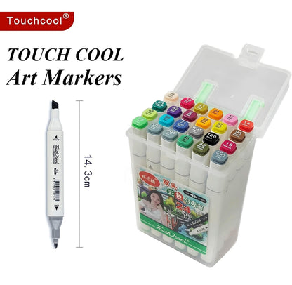 TOUCH COOL Dual Tip Colorful Alcohol Art Markers - 24 pcs
