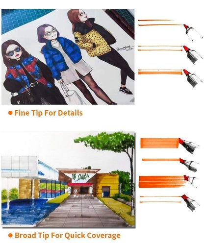 TOUCH COOL Dual Tip Colorful Alcohol Art Markers - 24 pcs