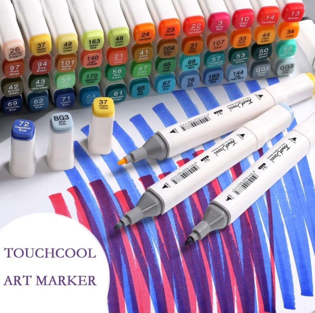 TOUCH COOL Dual Tip Colorful Alcohol Art Markers - 24 pcs