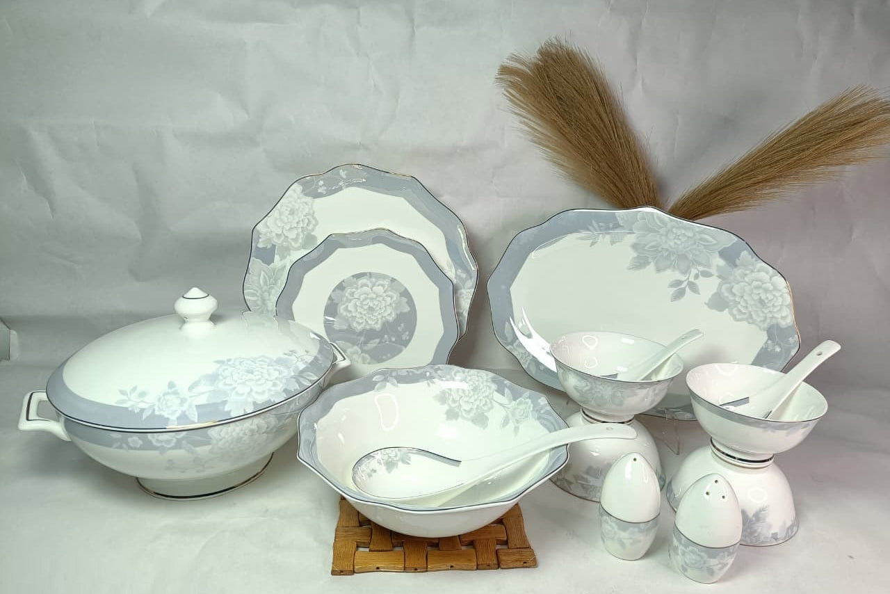 LuxePorcel 46-Pc Vegan Porcelain Dining Set – Complete Tableware for 6