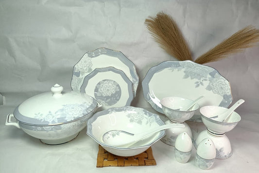 LuxePorcel 46-Pc Vegan Porcelain Dining Set – Complete Tableware for 6