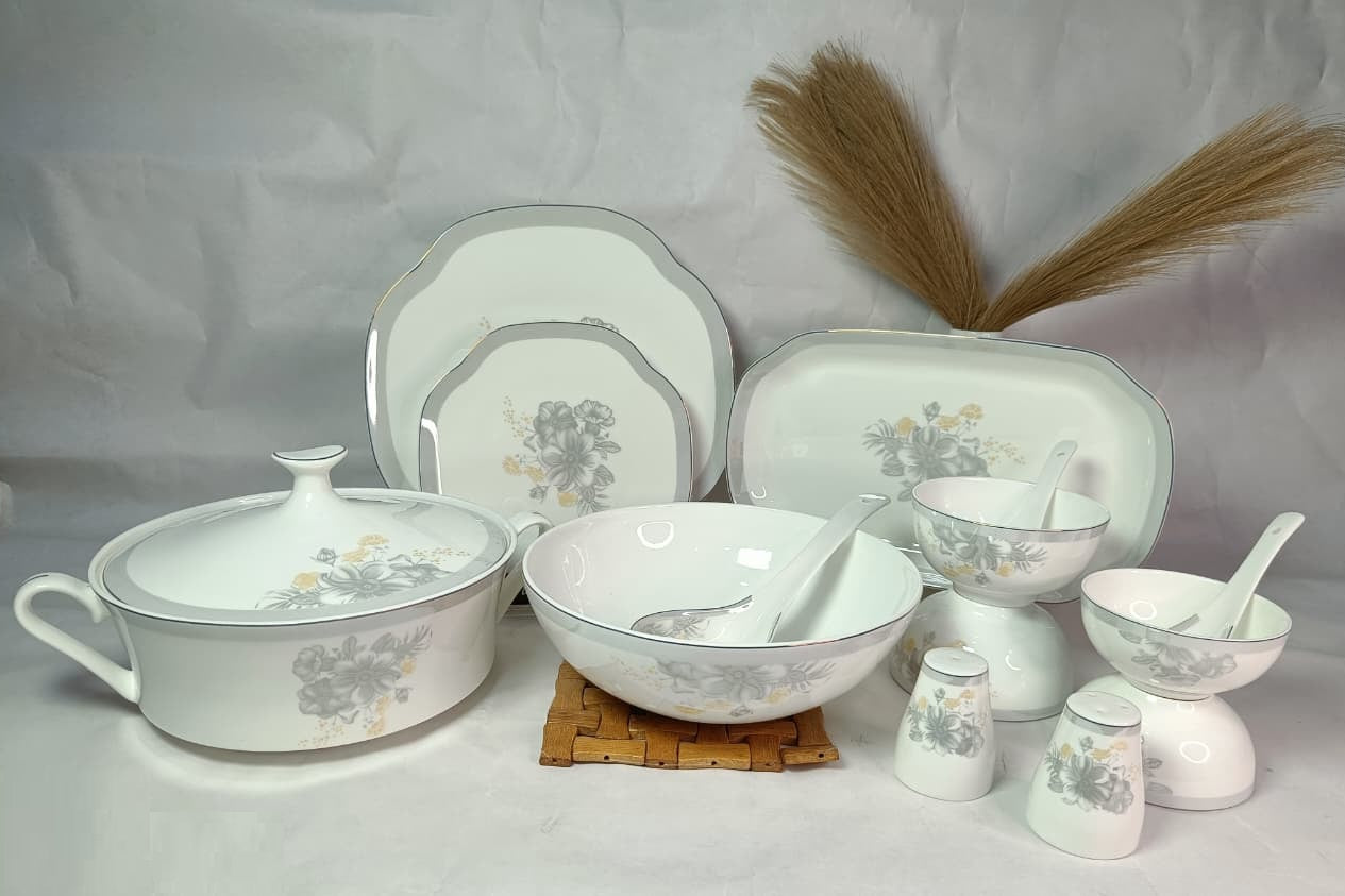 Celestia Premium 46-Piece Porcelain Dinner Set – Luxury Full Tableware for 6 Persons