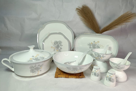 Celestia Premium 46-Piece Porcelain Dinner Set – Luxury Full Tableware for 6 Persons