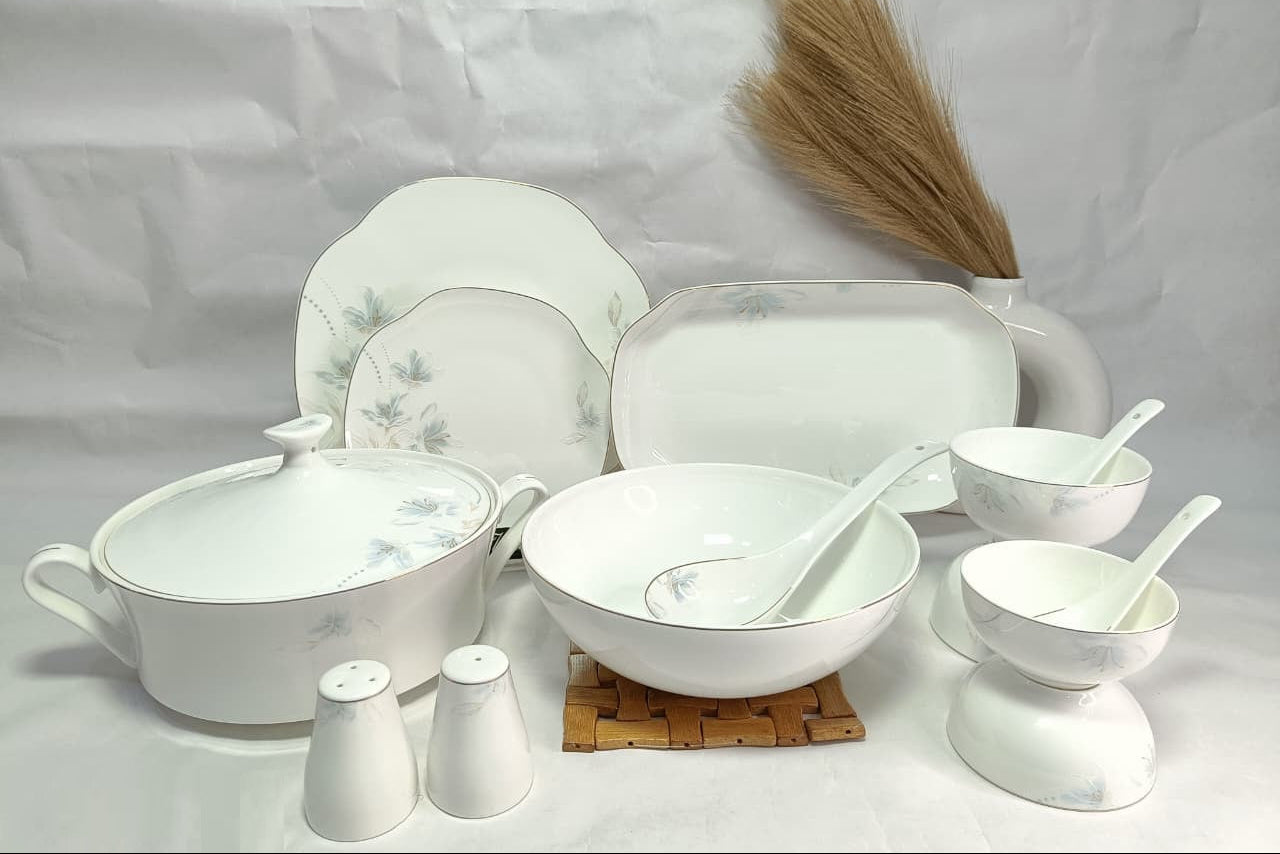 Imperial Verge 46-Piece Vegan Porcelain Dinner Set – Luxury Full Tableware for 6