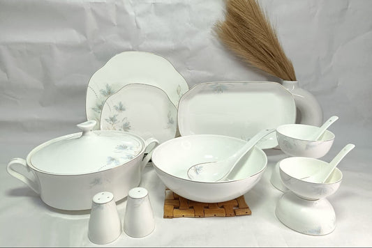 Imperial Verge 46-Piece Vegan Porcelain Dinner Set – Luxury Full Tableware for 6