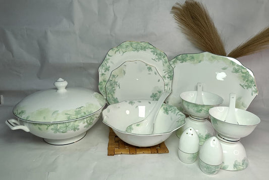 Graceful Bloom 46-Piece Porcelain Dinner Set — Elegant Full-Service Tableware for 6