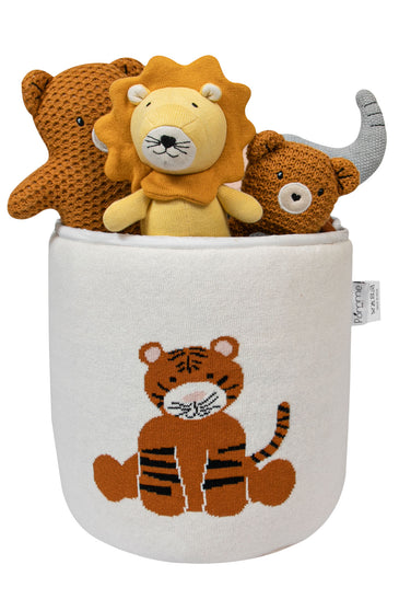 Knitted Storage Basket With Tiger pattern