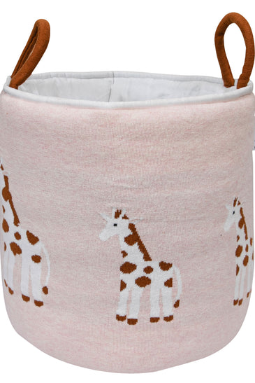 Knitted Storage Basket With Giraffe pattern (Ivory)