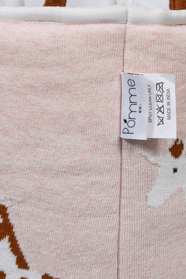 Knitted Storage Basket With Giraffe pattern (Ivory)