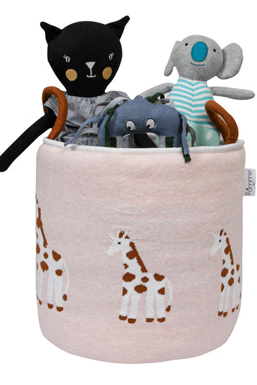 Knitted Storage Basket With Giraffe pattern (Ivory)