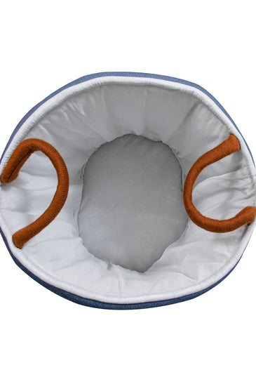 Knitted Storage Basket With Giraffe pattern (Blue)