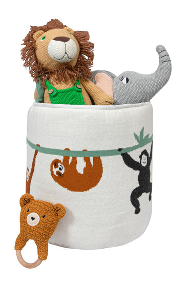 Knitted Storage Basket With Safari pattern