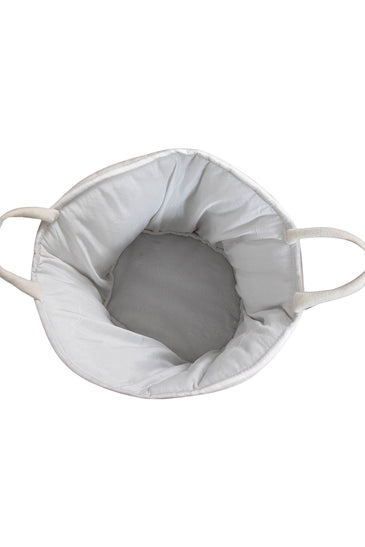 Knitted Storage Basket With Flamingo pattern (Ivory)