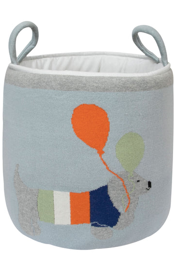 Knitted Storage Basket With Dog pattern