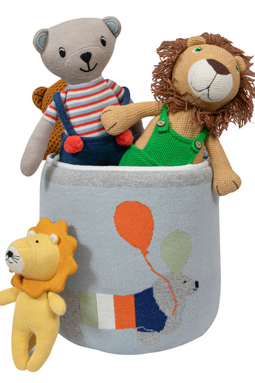 Knitted Storage Basket With Dog pattern