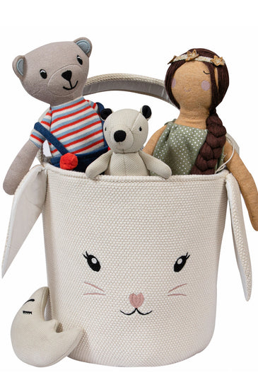 Knitted Storage Basket With Bunny pattern