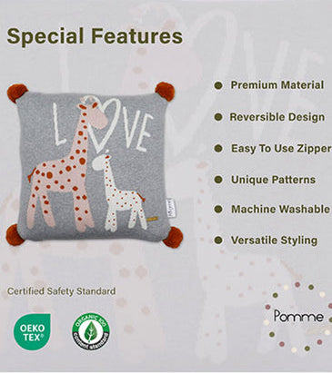 Love Giraffe Knitted Cushion Cover – Cute Kids Room & Nursery Décor