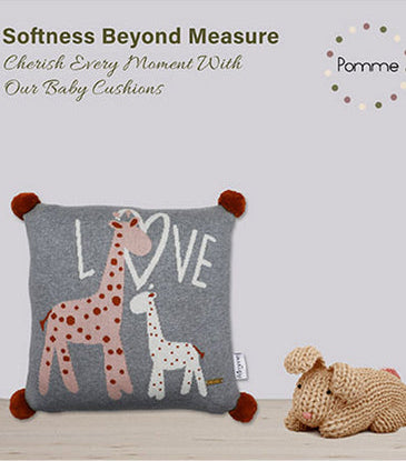 Love Giraffe Knitted Cushion Cover – Cute Kids Room & Nursery Décor