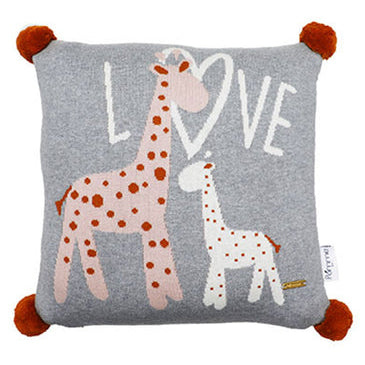 Love Giraffe Knitted Cushion Cover – Cute Kids Room & Nursery Décor