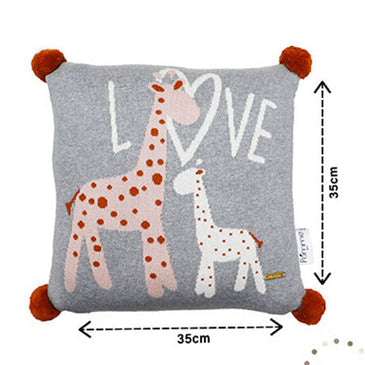 Love Giraffe Knitted Cushion Cover – Cute Kids Room & Nursery Décor