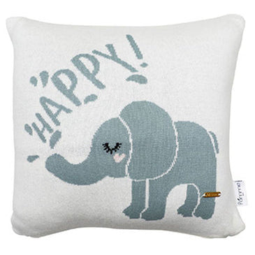 Happy Elephant Knitted Cushion Cover – Soft & Adorable Kids Room Décor
