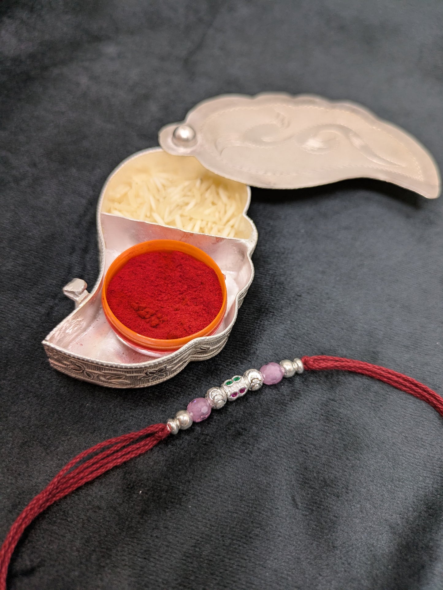 Silver Rakhi (Beads)