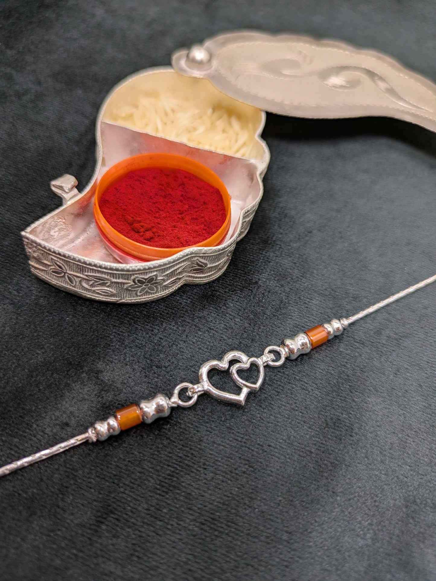 Silver Rakhi (Twin Hearts)