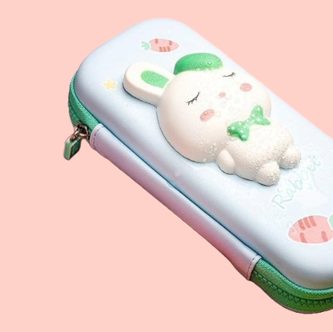 Pencil Pouch - 3D Squishy Rabbit (Green)