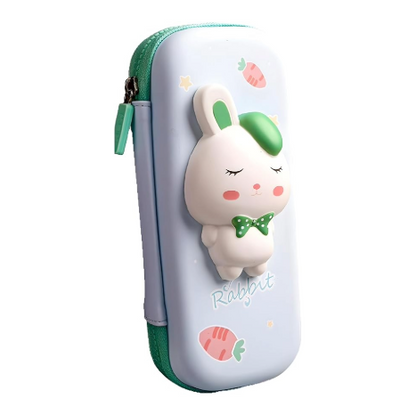 Pencil Pouch - 3D Squishy Rabbit (Green)