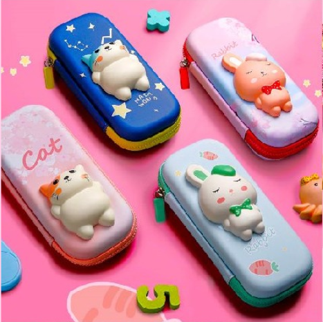 Pencil Pouch - 3D Squishy Rabbit (Green)